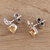Rhodium plated citrine stud earrings, 'Golden Bliss' - Citrine Stud Earrings Plated in Rhodium from India (image 2b) thumbail