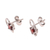 Rhodium plated garnet stud earrings, 'Blissful Radiance' - Leafy Rhodium Plated Garnet Stud Earrings from India (image 2c) thumbail