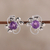 Rhodium plated amethyst stud earrings, 'Glittering Purple Charm' - Rhodium Plated Amethyst Stud Earrings from India thumbail