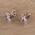 Rhodium plated amethyst stud earrings, 'Glittering Purple Charm' - Rhodium Plated Amethyst Stud Earrings from India (image 2b) thumbail