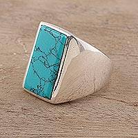 Mens reconstituted turquoise ring, Classy Man
