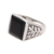 Men's onyx ring, 'Mystical Leaves' - 925 Sterling Silver and Onyx Men's Ring with Leaf Motifs thumbail