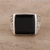 Men's onyx ring, 'Mystical Leaves' - 925 Sterling Silver and Onyx Men's Ring with Leaf Motifs (image 2b) thumbail