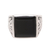 Men's onyx ring, 'Mystical Leaves' - 925 Sterling Silver and Onyx Men's Ring with Leaf Motifs (image 2c) thumbail