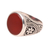 Men's carnelian signet ring, 'Native Flower' - 925 Sterling Silver and Carnelian Men's Ring from India thumbail