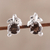 Rhodium plated smoky quartz stud earrings, 'Nature Leaf' - Rhodium Plated Sterling Silver Smoky Quartz Stud Earrings (image 2) thumbail