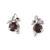 Rhodium plated smoky quartz stud earrings, 'Nature Leaf' - Rhodium Plated Sterling Silver Smoky Quartz Stud Earrings thumbail