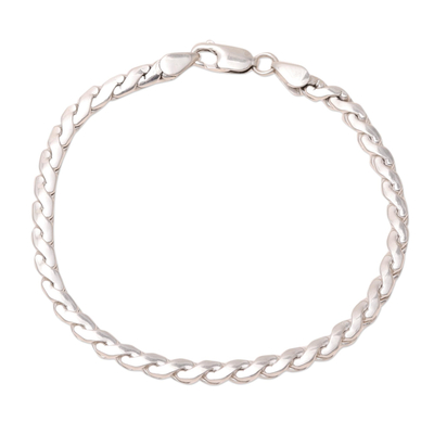 Sterling Silver Serpentine Chain Bracelet from India
