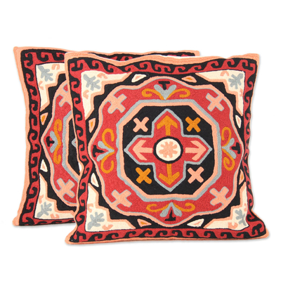 Embroidered Handwoven Cotton Cushion Covers (Pair)