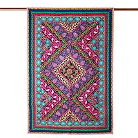 Recycled cotton blend patchwork wall hanging, Paisley Glamour