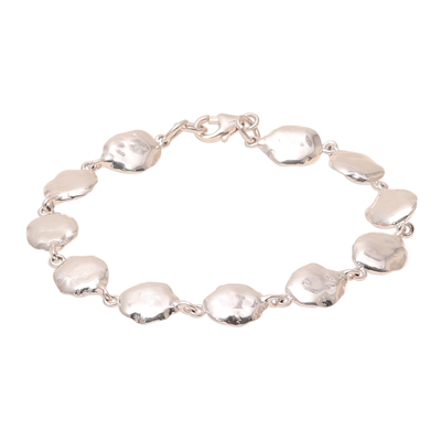 Sterling silver link bracelet, 'Abstract Beauty' - Abstract Sterling Silver Link Bracelet Crafted in India