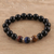 Onyx and tiger's eye beaded stretch bracelet, 'Midnight Enchantment' - Handmade Tiger's Eye and Onyx Beaded Stretch Bracelet (image 2) thumbail