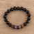 Onyx and tiger's eye beaded stretch bracelet, 'Midnight Enchantment' - Handmade Tiger's Eye and Onyx Beaded Stretch Bracelet (image 2b) thumbail