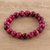 Tiger's eye beaded stretch bracelet, 'Peaceful Sunrise' - Handmade Pink Tiger's Eye Beaded Stretch Bracelet from India (image 2) thumbail