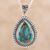 Sterling silver and composite turquoise pendant necklace, 'Traditional Drops' - Teardrop Composite Turquoise Pendant Necklace from India (image 2) thumbail