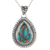 Sterling silver and composite turquoise pendant necklace, 'Traditional Drops' - Teardrop Composite Turquoise Pendant Necklace from India (image 2c) thumbail