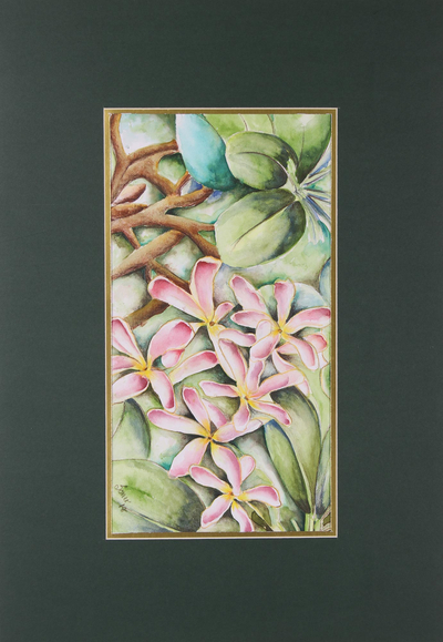 'Passion Delight' - Signed Watercolor Painting of Natural Flowers from India