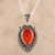 Carnelian pendant necklace, 'Red-Orange Drop' - Red-Orange Carnelian Teardrop Pendant Necklace from India (image 2) thumbail