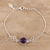 Amethyst pendant bracelet, 'Hamsa Grace' - Hamsa Charm 3.5-Carat Amethyst Pendant Bracelet from India (image 2) thumbail