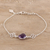 Amethyst pendant bracelet, 'Hamsa Grace' - Hamsa Charm 3.5-Carat Amethyst Pendant Bracelet from India