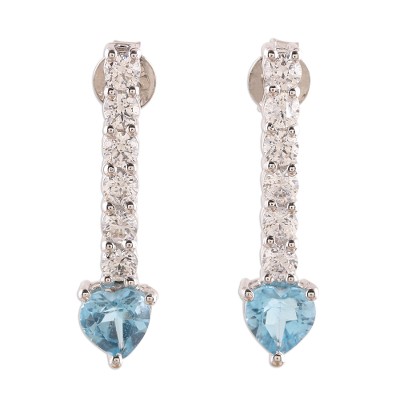 Blue topaz drop earrings, 'Fascinating Dazzle' - Faceted Blue Topaz Drop Earrings from India