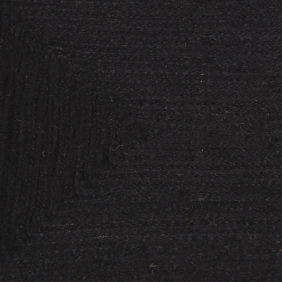 Jute-Flächenteppich, 'Rechteckige Schönheit in Ebenholz' (2x3,5) - Handgewebter Jute-Flächenteppich aus Ebenholz aus Indien (2x3,5)