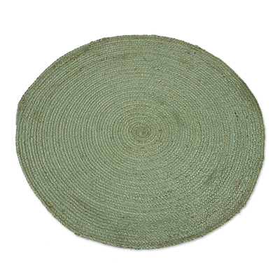 Alfombra de yute (3 pies de diámetro) - Alfombra redonda de yute tejida a mano en celadón (3 pies de diámetro)