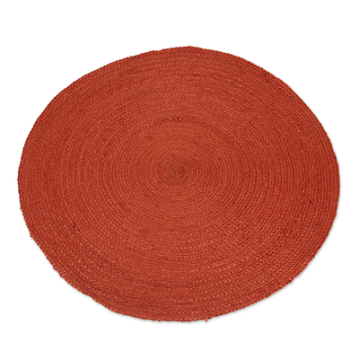 Alfombra de yute (3 pies de diámetro) - Alfombra redonda de yute tejida a mano en color rojizo (3 pies de diámetro)