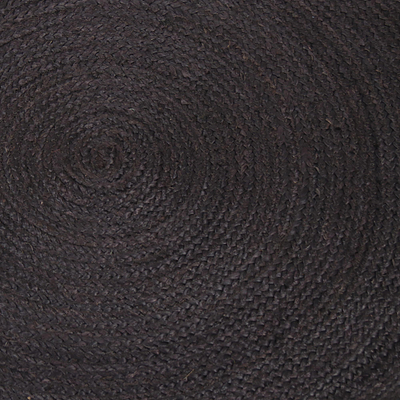 Jute area rug, 'Circular Beauty in Flint' (3 feet diameter) - Round Handwoven Jute Area Rug in Flint (3 Feet Diameter)