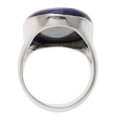 Men's lapis lazuli ring, 'Domed Royalty' - Men's Lapis Lazuli Ring Crafted in India