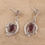 Rhodium plated garnet dangle earrings, 'Fascinating Swoop' - Curve Pattern Rhodium Plated Garnet Dangle Earrings (image 2b) thumbail