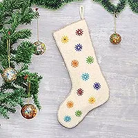 Wool felt stocking, 'Twinkling Stars'