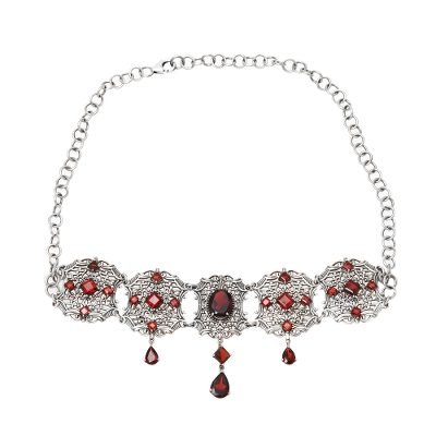 Garnet pendant necklace, 'Royal Design' - 11-Carat Garnet Pendant Necklace from India