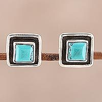 Calcite stud earrings, 'Sky Frame'