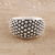 Sterling silver domed ring, 'Dark Pave' - Patterned Sterling Silver Domed Ring from India