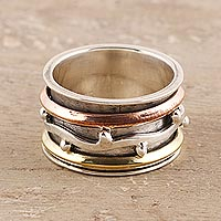 Sterling Silver Spinner Ring from India,'Delightful Union'