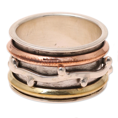 Sterling silver spinner ring, 'Delightful Union' - Sterling Silver Spinner Ring from India