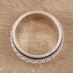 Sterling silver spinner ring, 'Shiny Rope' - Rope Pattern Sterling Silver Spinner Ring from India