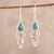 Citrine dangle earrings, 'Glistening Curl' - Citrine and Composite Turquoise Dangle Earrings from India