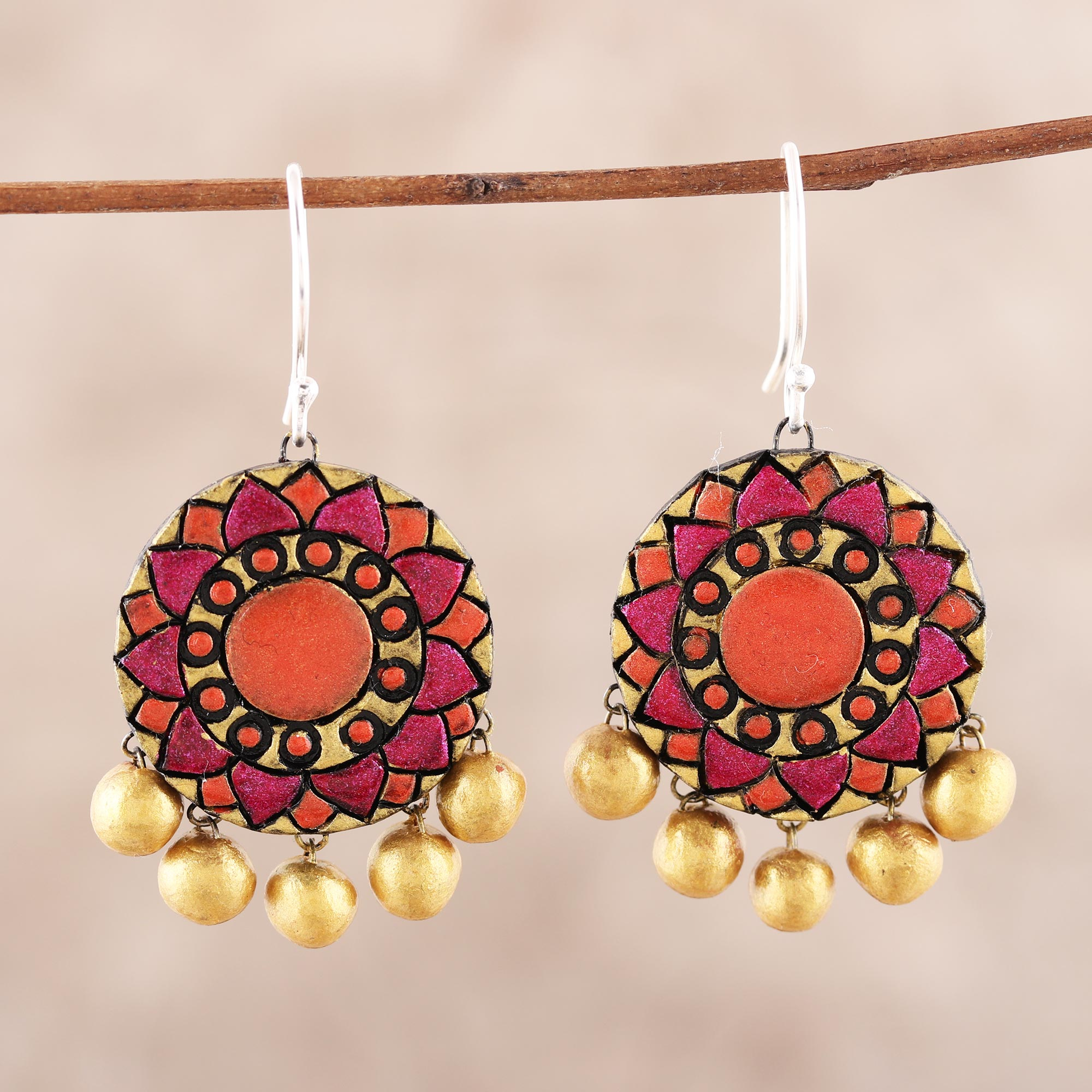 Gold & brown terracotta neck piece with earrings – Sujatra