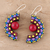 Ceramic dangle earrings, 'Crescent Harmony' - Hand-Painted Ceramic Dangle Earrings from India