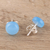 Chalcedony stud earrings, 'Gemstone Orbs' - Round Blue Chalcedony Stud Earrings from India (image 2b) thumbail