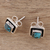 Sterling silver and composite turquoise stud earrings, 'Mystic Frame' - Square Sterling Silver and Composite Turquoise Stud Earrings
