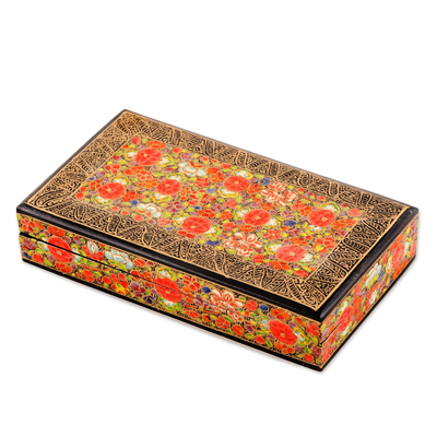 Floral Motif Papier Mache Decorative Box from India
