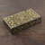 Papier mache decorative box, 'Midnight Golden Leaves' - Gold-Tone Leaf Motif Papier Mache Decorative Box from India