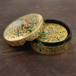 Papier mache coasters, 'Harmonious Birds' (set of 6) - Bird Motif Papier Mache Coasters from India (Set of 6)