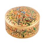 Papier mache coasters, 'Harmonious Birds' (set of 6) - Bird Motif Papier Mache Coasters from India (Set of 6)