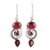 Garnet dangle earrings, 'Fiery Labyrinth' - Garnet and Sterling Silver Spiral Dangle Earrings (image 2a) thumbail