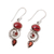 Garnet dangle earrings, 'Fiery Labyrinth' - Garnet and Sterling Silver Spiral Dangle Earrings (image 2c) thumbail