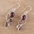 Garnet dangle earrings, 'Classic Glamour' - Glamorous Natural Garnet Dangle Earrings from India